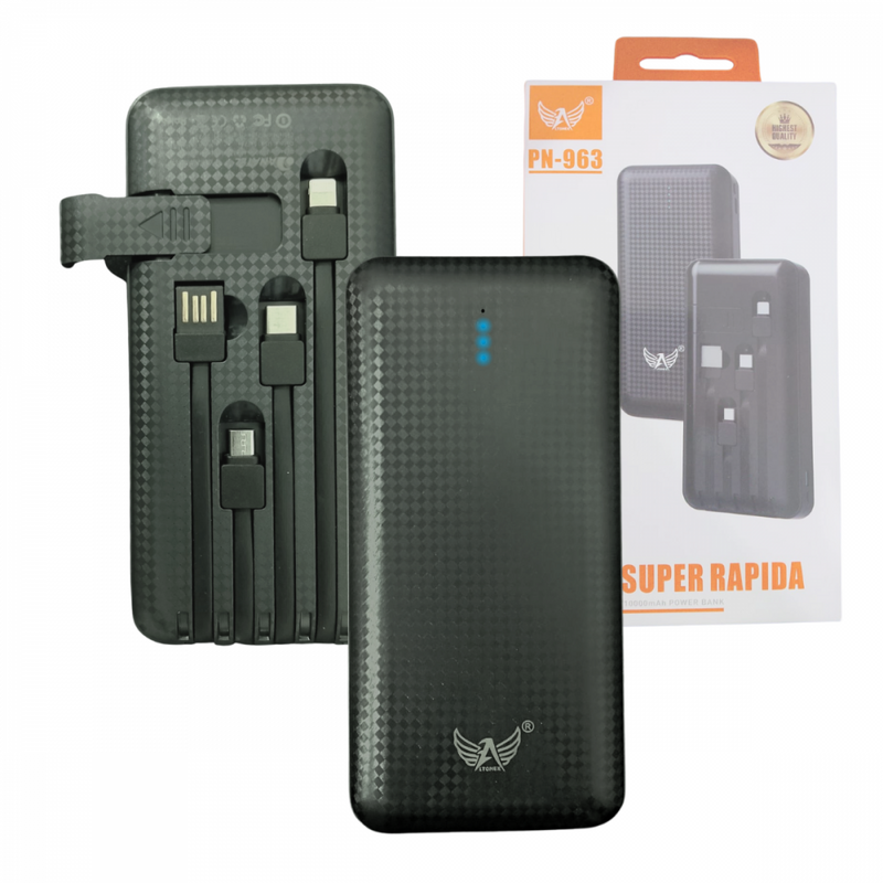 Carregador Portátil Power Bank 10000mAh com 04 Saídas USB / V8 / TIPO-C / Lightning Altomex
